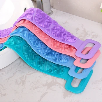Портативное двустороннее силиконовое полотенце для мытья ванны C5, Банное полотенце для мытья спины, Грязевое полотенце для мытья с длинной полосой, Чистящее Банное полотенце