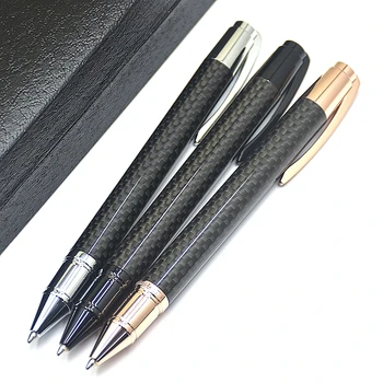Роскошная шариковая ручка из углеродного волокна черного цвета, канцелярские принадлежности, школьные принадлежности, гладкие шариковые ручки для письма, высокое качество