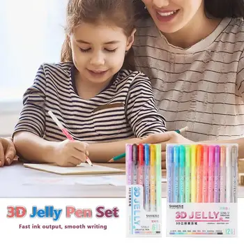 Цветные ручки Jelly Roll Ручки Цветные Гелевые Ручки Быстросохнущие Чернила Для Раскрашивания Книг Рисование Каракулями Впитывается Легче Полноцветных