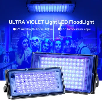 50 Вт 100 Вт AC220V 395nm 400nm Ультрафиолетовая Люминесцентная Сценическая Лампа С ЕС Вилкой Для Внутреннего Бара Танцевальная Вечеринка Blacklight УФ Прожектор
