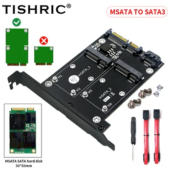 TISHRIC SSD M2 Msata К Sata3.0 2,5 Адаптер M.2 SSD Жесткий Диск Riser Card Двойной Конвертер Msata Sata Дополнительная Карта Для ПК Ноутбук
