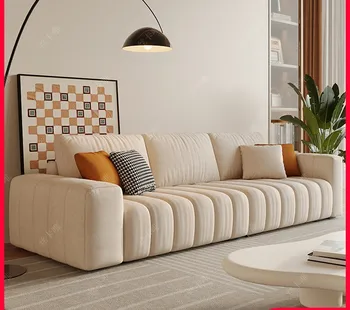 Новый Тканевый диван Small Unit Итальянский Минималистичный диван для фортепиано с высокой спинкой Кремового цвета