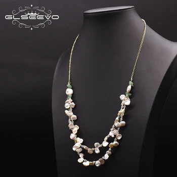 GLSEEVO Оригинальный дизайн, Двухслойное ожерелье Для женщин, ювелирные изделия из натурального пресноводного жемчуга в стиле барокко Collier Femme 2019 GN0173