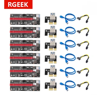 RGEEK 009S PCIe PCI-E PCI Express Riser Card cabo от 1x до 16x Кабель USB 3.0 от SATA до 4Pin IDE Molex Блок Питания для Майнера BTC