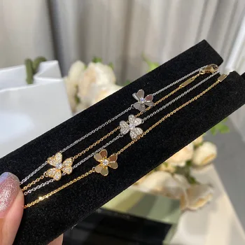 Модный известный бренд, роскошные ювелирные изделия из стерлингового серебра 925 пробы, классические браслеты с мини-клевером для женщин, браслет недешевого качества