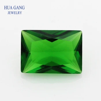 Зеленый цвет, прямоугольная форма, стеклянные бусины, синтетические драгоценные камни для ювелирных изделий, размер 2x3 ~ 12x16 мм, бесплатная доставка