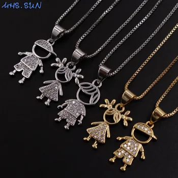 MHS.SUN/ Ожерелье с мини-подвесками для милых мальчиков и девочек, Модное ожерелье-цепочка AAA CZ золотого цвета для женщин, подарок для влюбленных, 1 шт.