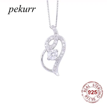 Pekurr, ожерелья из стерлингового серебра 925 пробы с кристаллами в виде сердечек и листьев Для женщин, кружевные подвески из циркона, колье, Модные украшения, Подарки