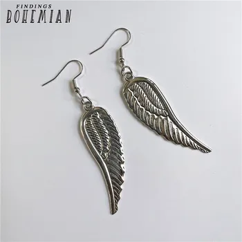 Винтажные серебряные серьги с крыльями Ангела для женщин, висячие серьги с перьями в стиле ретро, модные украшения для ушей, прямая поставка, Brincos