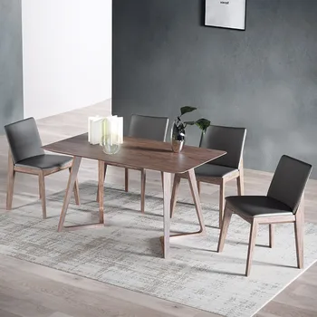 Сочетание обеденного стола и стула из цельного дерева, малогабаритный обеденный стол в американском скандинавском стиле, прямоугольник, современный простой обеденный стол