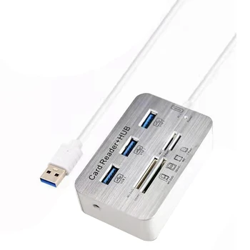 Док-станция 7 В 1, 3-портовый концентратор USB 3.0, 4-портовый кард-ридер для Micro-SD M2 MS, U-диск для портативных ПК, мышь, клавиатура