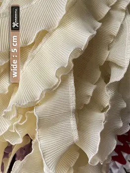 5 см Белоснежного Шифона, плиссированная кружевная ткань для отделки бахромой, манжеты с оборками, Принадлежности для шитья свадебных вечерних платьев, Нигерия