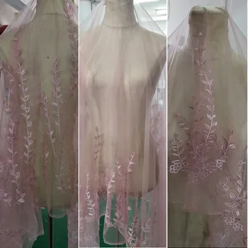 Кружевная ткань с аппликацией из розовой плакучей ивы 2мх120 см, красивый вышитый Сеткой Аксессуар для свадебной одежды 120см LW0115