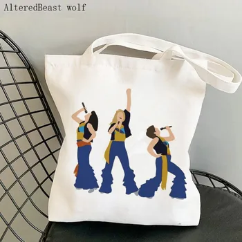 Mamma Mia Here We Go Again Сумка с принтом в стиле Харадзюку, Женская сумка для покупок, холщовая сумка для покупок, женская сумка-тоут на плечо