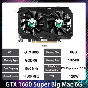 GTX 1660 Super Big Mac 6G Для MAXSUN GDDR6 8-PIN 14000MHz Видеокарта GTX1660 6GB Видеокарта Работает Идеально Быстрая Доставка