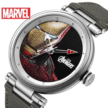 Официальные Оригинальные кварцевые часы Disney Marvel Avengers Iron man 50m из водонепроницаемой кожи и нержавеющей стали m-9047 Relogio Masculino