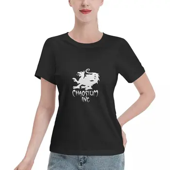 Официальный логотип Chaosium Inc. Белый) Классическая футболка, женская одежда, тренировочные футболки для женщин, футболка оверсайз