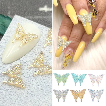 50 шт. 3D-подвески для ногтей из смолы, светящиеся подвески для дизайна ногтей в виде бабочек, украшения для ногтей Kawaii, женские украшения для ногтей