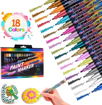 24 цвета акриловых фломастеров металлик Экстра тонкая точка краска-карандаш художественный перманентные маркеры для рисования для подписи открытки леттеринг