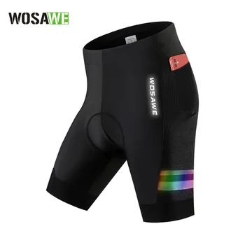 Мужские велосипедные шорты WOSAWE С силиконовой дышащей подушкой Для занятий спортом на открытом воздухе, Нескользящие обтягивающие брюки, Эластичные цветные светоотражающие BO128