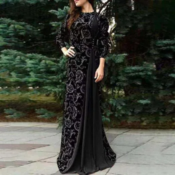 Исламское женское платье, длинное платье с цветочным рисунком, длинное платье из Дубая с мусульманским принтом, свободный повседневный халат, женское платье для Ближнего Востока, Аравии