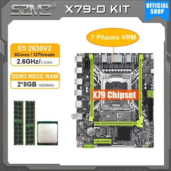 Комплект материнской платы SZMZ X79 D с процессором Xeon E5 2630 V2 и 16 ГБ оперативной памяти DDR3 Placa Mae LGA 2011 DDR3 2630V2 Set