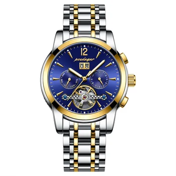 Новые полностью автоматические механические часы 2023 года для мужчин, водонепроницаемый Календарь, светящиеся модные роскошные деловые мужские часы, стальная полоса