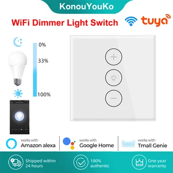 Tuya WiFi Диммер EU/US Plug Smart Light Настенный Сенсорный Выключатель С Регулируемой Яркостью Smart Life Пульт Дистанционного Управления для Alexa Google Home