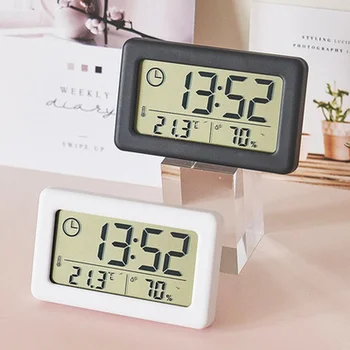 Цифровые часы с ЖК-дисплеем температуры и влажности, настольные часы в скандинавском стиле, цифровые часы, портативные настенные часы для дома