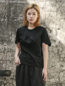 Cakucool Новая китайская персонализированная футболка серии Heart с коротким рукавом, Повседневный простой дизайн, Повседневная офисная рубашка для женщин