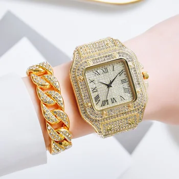 Роскошные Часы из муассанита со льдом, хип-хоп, Унисекс, Бриллиантовые часы, наручные часы с муассанитом из нержавеющей стали