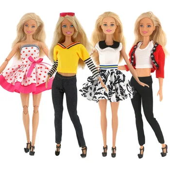 4 комплекта 1 комплект модной кукольной одежды ручной работы, юбка Принцессы, Брюки, футболка, детские игрушки для кукол 