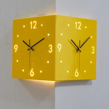 Винтажные двусторонние металлические настенные часы в скандинавском стиле, квадратные Современные Бесшумные Большие угловые часы Horloge, Подарочные настенные часы для домашнего декора.