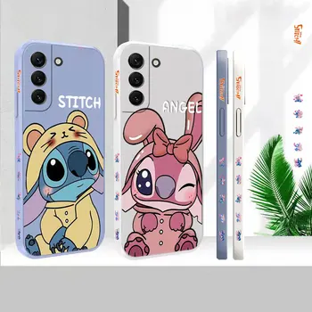 Жидкий Силиконовый Чехол Для Samsung Galaxy S23 S22 S21 S20 FE Ultra 5G S11 S11E S10 S10E S9 Plus Anime Lilo Stitch Case Funda Capa
