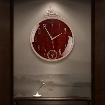 Настенные часы с оленем и маятником Современные минималистичные Круглые Пластиковые Стеклянные часы для гостиной, прихожей, кухни, Декоративные часы Бесшумные