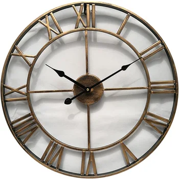 16 дюймов 40 см, 3D Круглые полые железные художественные настенные часы для украшения дома, гостиной, Металлические настенные часы